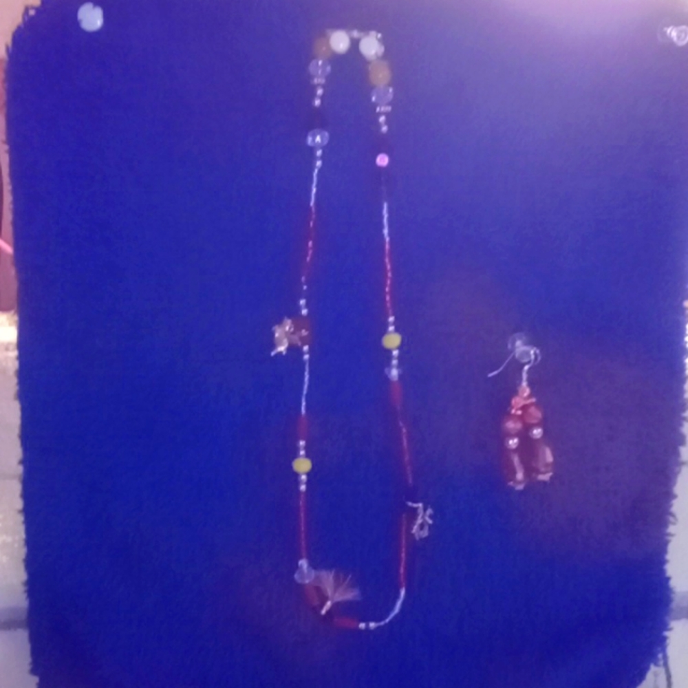 (C) handmade custom necklace and earrings